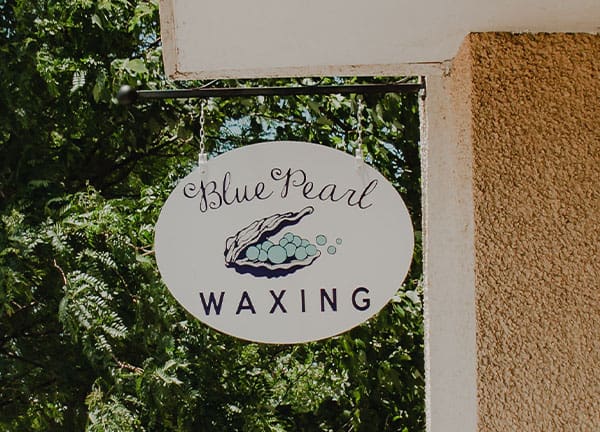 Blue Pearl Waxing logo on sign Blue Pearl Waxing logo on sign